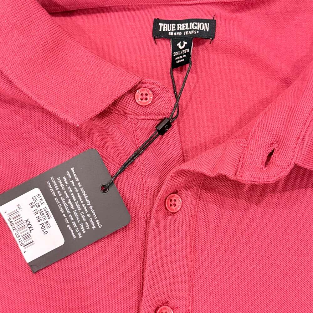 True Religion Men's Performance Polo Shirt Red Size 3XL - Picture 3 of 6